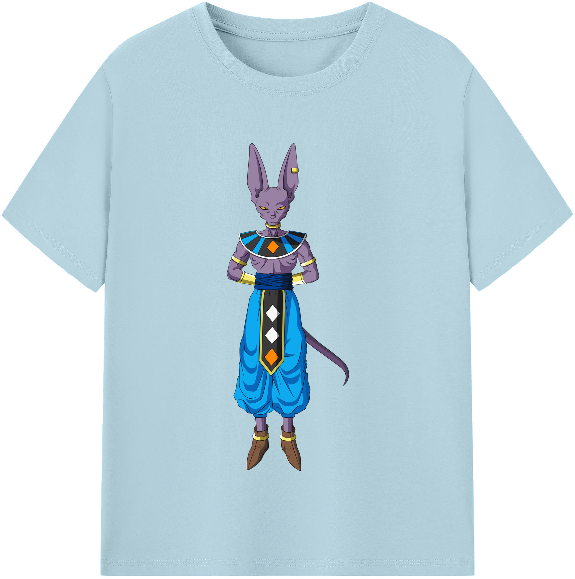 （画像用） ドラゴンボール ビルス 破壊神ビルス DRAGON BALL Beerus Birusu 綿100％半袖Tシャツ（フロントプリント）